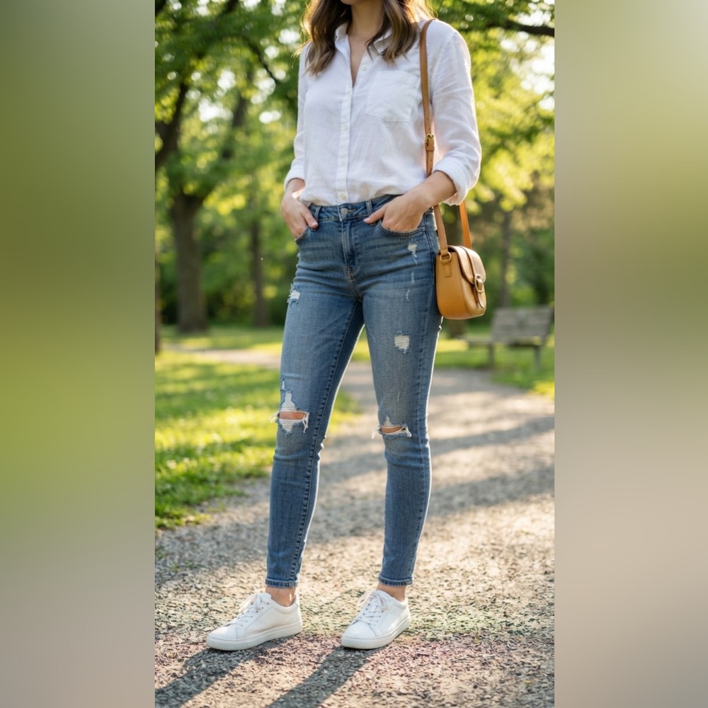 Garage Distressed Blue Jeans for Women